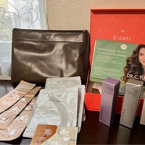 Farmasi face Primer, face masks and samples with Brown Travel Pouch